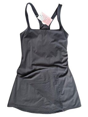 New Size Small Athletic Tennis Dress Graphite Grey Nylon Blend w/ Split Skirt